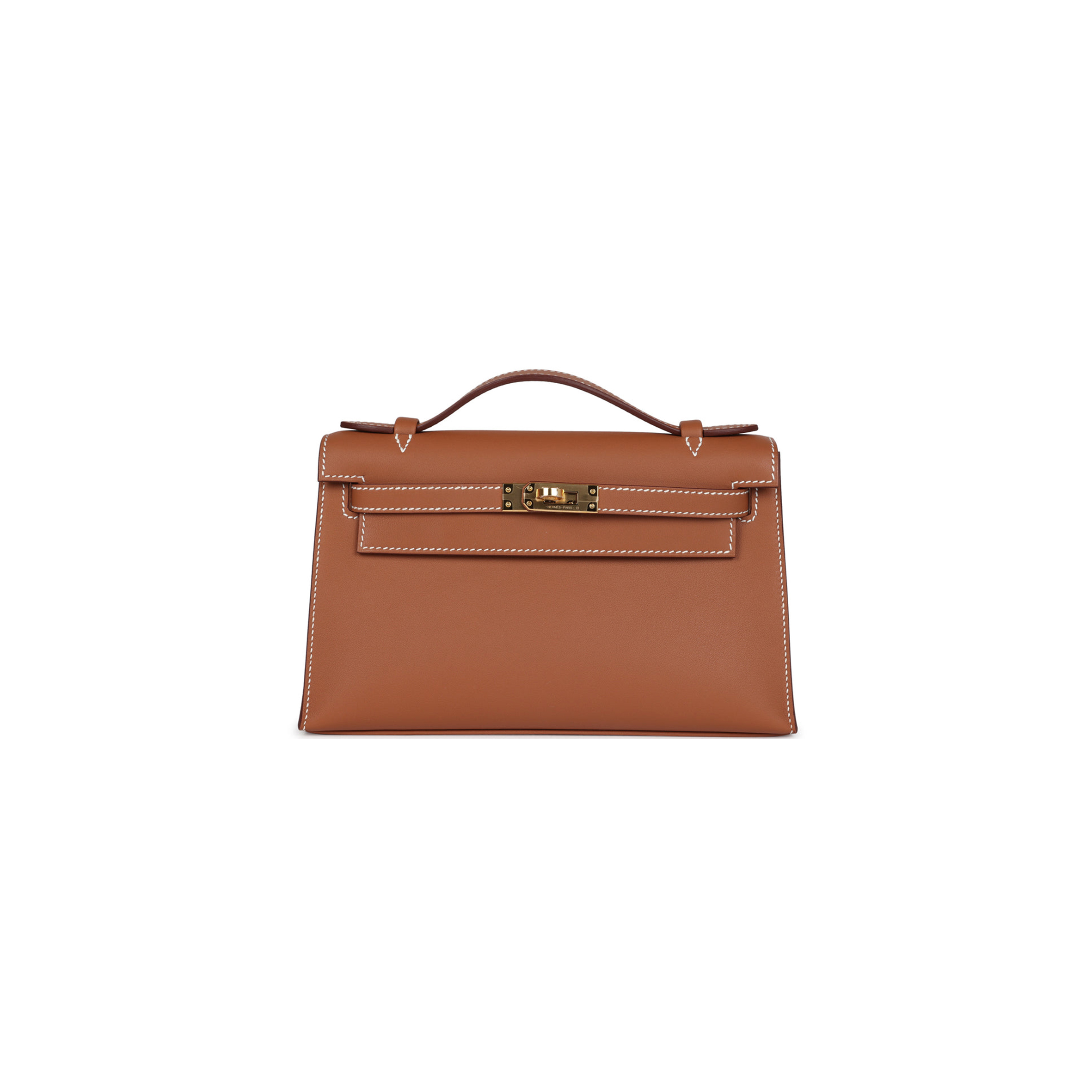 HERMES MASTER KELLY POCHETTE GOLD SWIFT GOLD HARDWARE (22*14*7cm) 